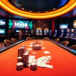 Experience thrilling moments at MM88 casino tables with professional gamblers and vibrant slot machines.
