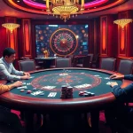 Experience the excitement of game bài đổi thưởng at a luxurious poker table with vibrant decor.