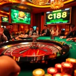 C168 casino scene showcasing roulette excitement with players and vibrant digital gaming.