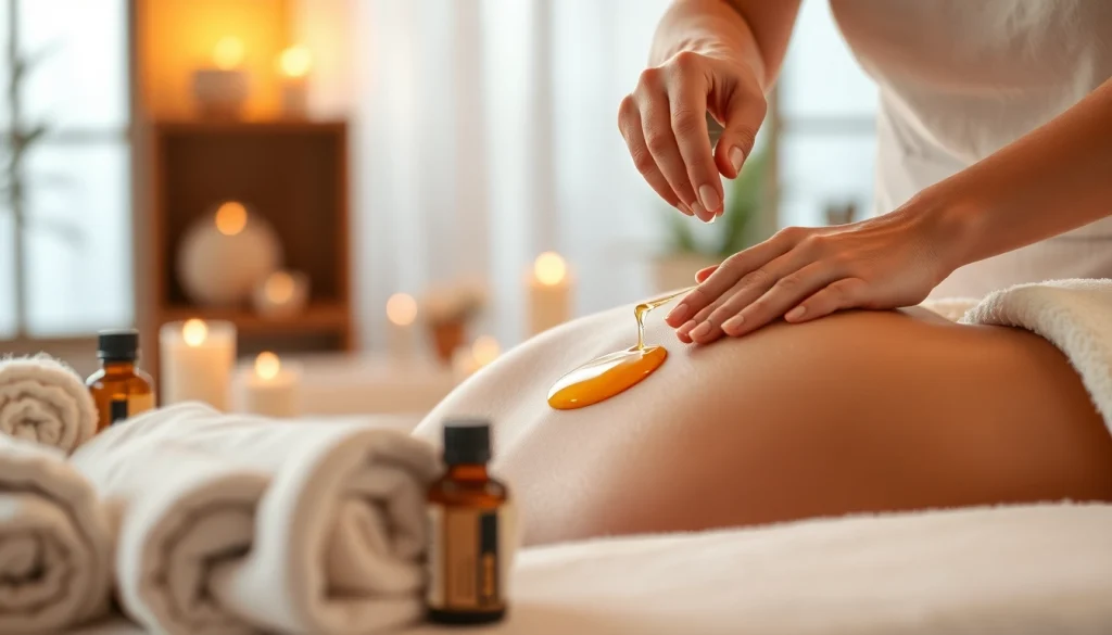 Aromaöl Massage in Berlin: Ein entspannender Moment, bei dem therapeutische ätherische Öle angewendet werden.