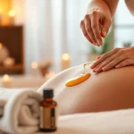 Aromaöl Massage in Berlin: Ein entspannender Moment, bei dem therapeutische ätherische Öle angewendet werden.