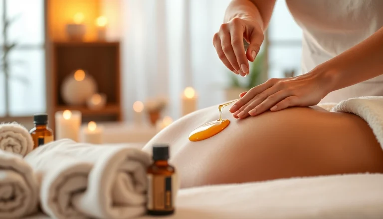 Aromaöl Massage in Berlin: Ein entspannender Moment, bei dem therapeutische ätherische Öle angewendet werden.