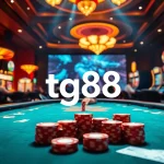 Experience the thrilling high-stakes gambling atmosphere at tg88's luxurious poker table.