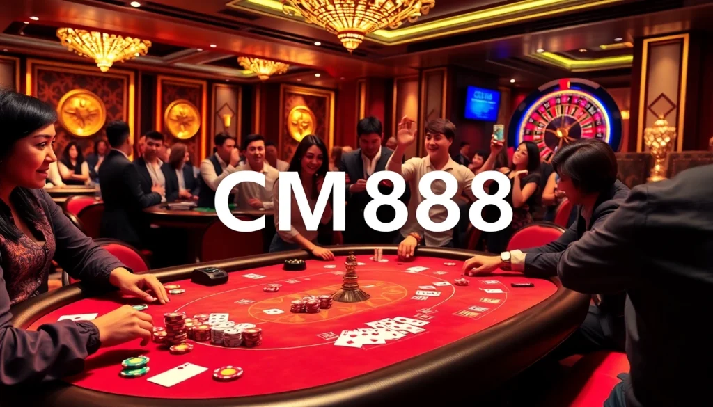 Players experiencing thrill at a luxurious poker table with CM8888 gaming technology.