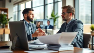 Headhunter Ingenieure in einem modernen Büro bei einem Videoanruf mit einem Kandidaten.