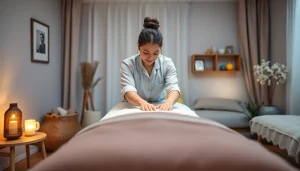 아늑한 가정 환경에서 편안한 오산출장마사지 서비스를 제공하는 젊은 전문 마사지 치료사.