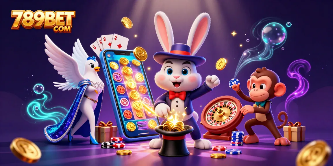 Experience the thrill of winning at 789BET COM with our magical online casino illustration showcasing vibrant games.